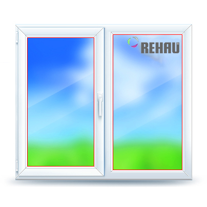 Двухстворчатое окно ПВХ rehau